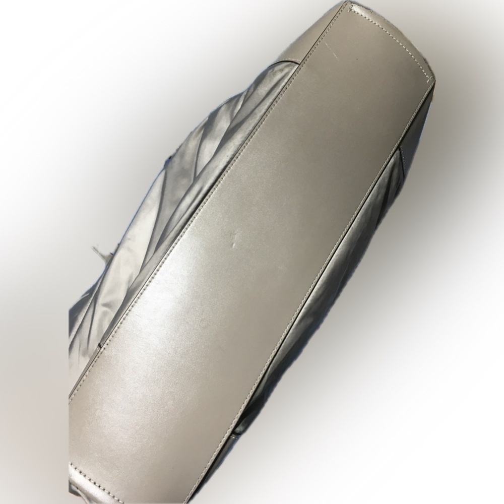 Tory Burch Nylon Ella Puffer Tote Handbag Taupe Gray - Picture 8 of 16